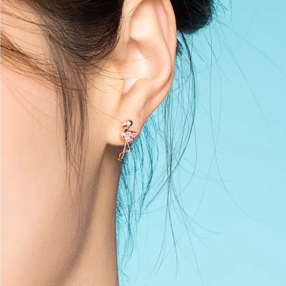 Sterling Silver Flamingo Zirconia Stud Earrings - Picture 3 of 4